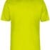 En neongul t-shirt uden ærmer vises i et isoleret, hvidt miljø.