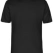 Sort, kortærmet T-shirt hænger fladt mod en hvid baggrund. Tekst på mærket ved nakken lyder: "Free2move".