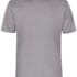 Grå t-shirt hænger på en neutral baggrund. T-shirten har en rund halsudskæring og korte ærmer.