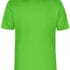 En grøn kortærmet t-shirt, som hænger på en usynlig bøjle. Tekst på indersiden af kraven siger "Performance". Baggrunden er hvid og neutral.