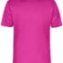 En pink kortærmet T-shirt hænger frit mod en hvid baggrund. Teksten "Roly" er trykt på en lille etiket inde i kraven.