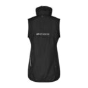 Sort vest vises bagfra, med hætte og lynlås-detaljer. Teksten "GEYSER" står på tværs på ryggen. Baggrunden er hvid og enkel.