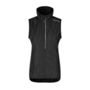 Sort vest uden ærmer med høj krave og lynlås foran. "GEYSER" logo er trykt på skulderen. Baggrund er hvid.