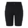 Sort, tætsiddende cykelshorts med høj talje og lommer i siden præsenteres på en hvid baggrund.