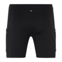 Sort løbeshorts set bagfra, med lille lomme og en lys reflekterende X logo på taljen, imod en hvid baggrund.