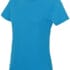 En lyseblå kortærmet t-shirt er placeret i et neutralt studie omkring. Etiket i nakken viser teksten: "Fruit of the Loom, Heavy Cotton."