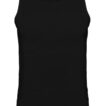 Sort tanktop uden ærmer vises forfra.