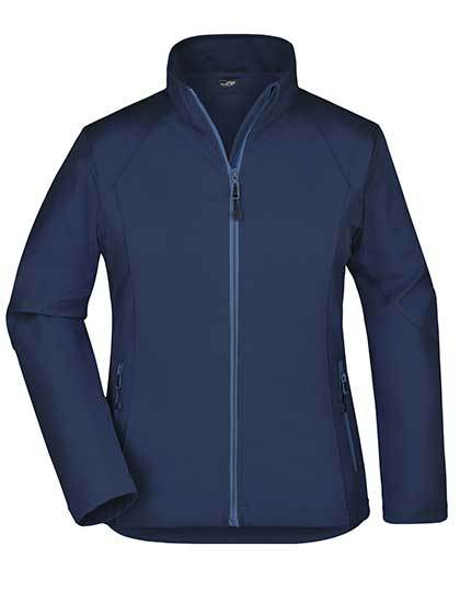 Jakke i navy blå, lynet lukket op, med lange ærmer, placeret mod en hvid baggrund. Stoffet ser ud til at være glat og vandafvisende.