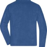 Blå sweatshirt med lange ærmer ligger fladt, set bagfra. Enkelt og ensfarvet design uden mønstre eller tekst.