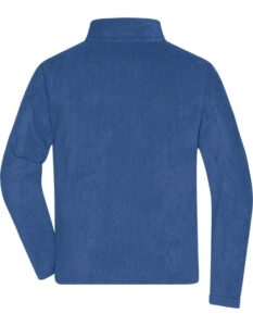 Blå sweatshirt med lange ærmer ligger fladt, set bagfra. Enkelt og ensfarvet design uden mønstre eller tekst.