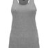 Grå tanktop uden ærmer hænger på en neutral baggrund. Toppen har en rund halsudskæring og bryderryg-design. En etiket med et logo ses ved nakken.