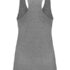Grå tanktop uden ærmer har en bryderryg. Tøjet er præsenteret fladt uden nogen baggrund, hvilket fremhæver stoffets enkelhed og stil. Ingen tekst er til stede.