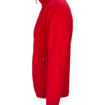 Rød sweater vises fra siden mod en hvid baggrund, uden synlige mønstre eller detaljer. Sweateren ser simpel og ensfarvet ud. Ingen tekst er til stede.