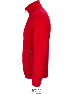 Rød sweater vises fra siden mod en hvid baggrund, uden synlige mønstre eller detaljer. Sweateren ser simpel og ensfarvet ud. Ingen tekst er til stede.