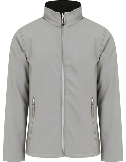 RG762_1_Front Grå jakke hænger stille mod en hvid baggrund, viser lynlås foran og lange ærmer, med minimal detaljering og et simpelt design. Ingen tekst er synlig i billedet.