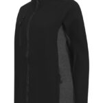 Sort og grå softshell-jakke med lynlåslukning, flere lommer, og høj krave. Designet til udendørs brug og præsenteret mod en neutral, hvid baggrund.