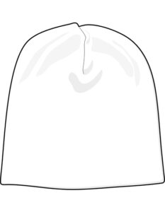Hvid hue med enkelt design og glat overflade. Ingen yderligere genstande eller tekst ses. Baggrunden er neutral uden detaljer.