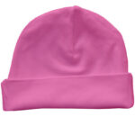 Pink hue hat with a fold, placed against a plain white background.