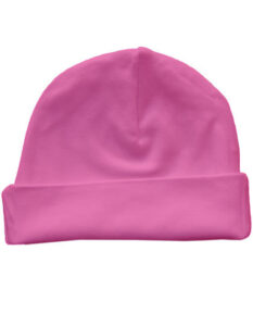 Pink hue hat with a fold, placed against a plain white background.