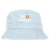 Spandhat i lyseblåt denim med teksten "Dit Design" og et orange plus-ikon trykt på fronten. Hat i fokus isoleret mod en ren, hvid baggrund.