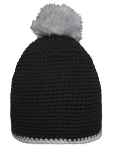 Pompon Hat With Contrast Stripe