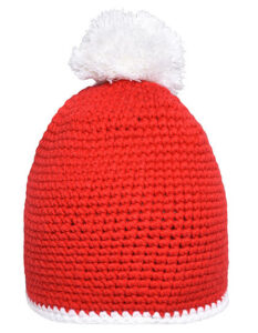 Pompon Hat With Contrast Stripe