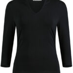 Regular Fit Mandarin Collar Top 3/4 Sleeve