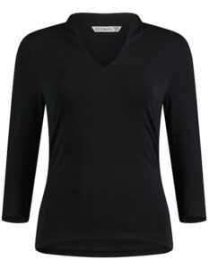 Regular Fit Mandarin Collar Top 3/4 Sleeve