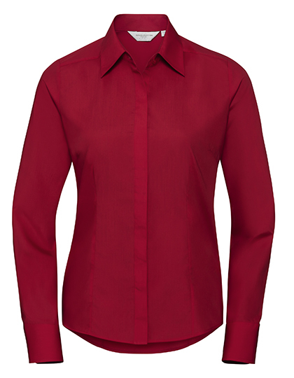 Ladies’ Long Sleeve Fitted Polycotton Poplin Shirt