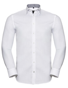 Men’s Long Sleeve Tailored Contrast Herringbone Shirt