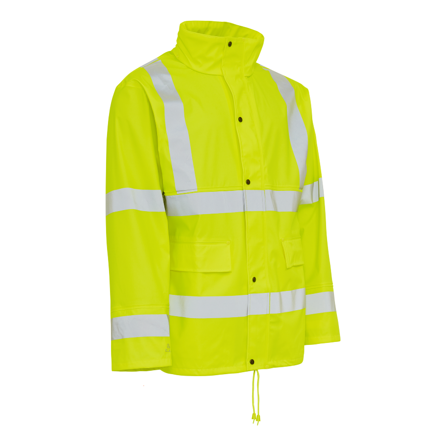 Dry Zone Visible PU Regnjakke Hi-Vis med refleksstriber