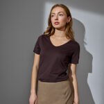 Interlock T-shirt | v-hals | dame
