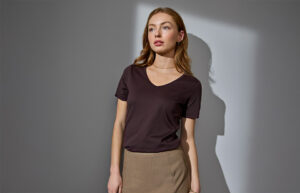 Interlock T-shirt | v-hals | dame