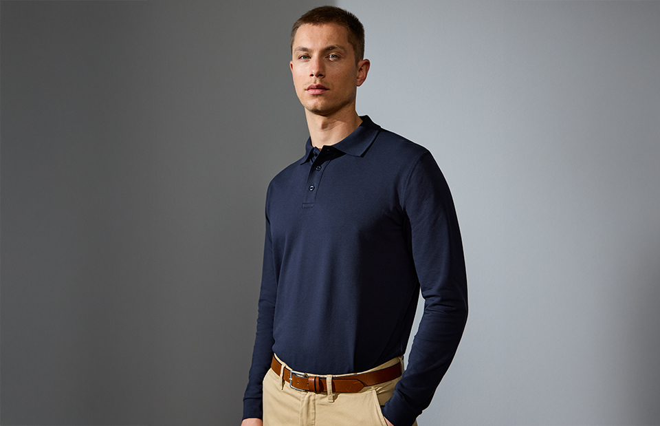 Langærmet poloshirt | stretch