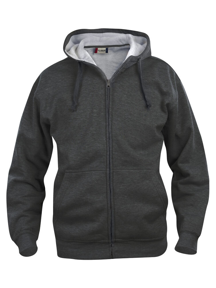 Basic Hoody Full Zip - antracit melange