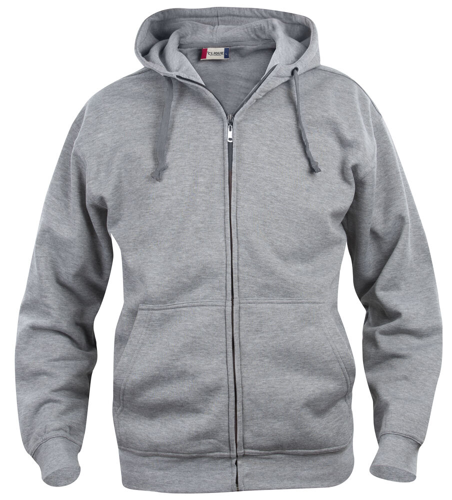 Basic Hoody Full Zip - gråmeleret
