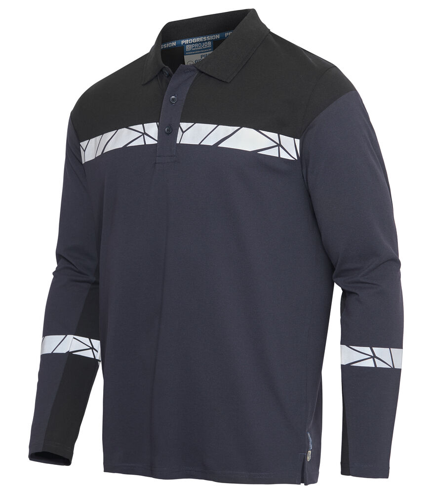 7004 POLOSHIRT MED LANGE ÆRMER 7004 POLOSHIRT 9910-VIZ MED LANGE ÆRMER - Navy / Black