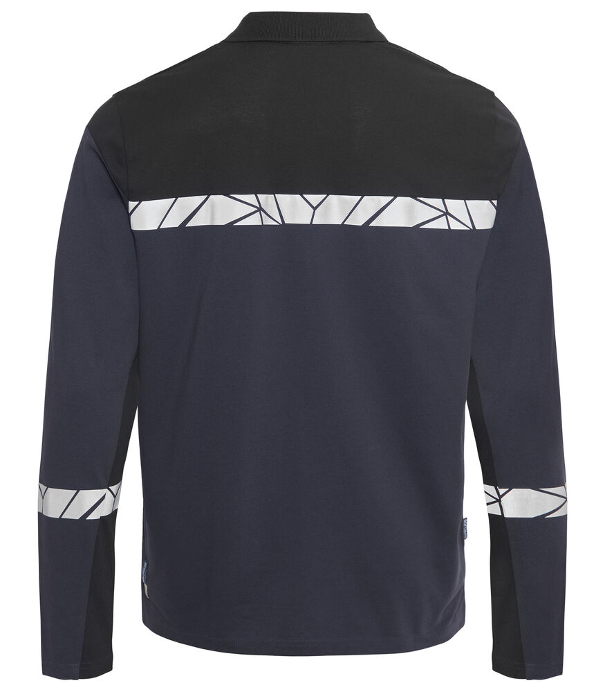 7004 POLOSHIRT MED LANGE ÆRMER 7004 POLOSHIRT 9910-VIZ MED LANGE ÆRMER - Navy / Black - Ryg