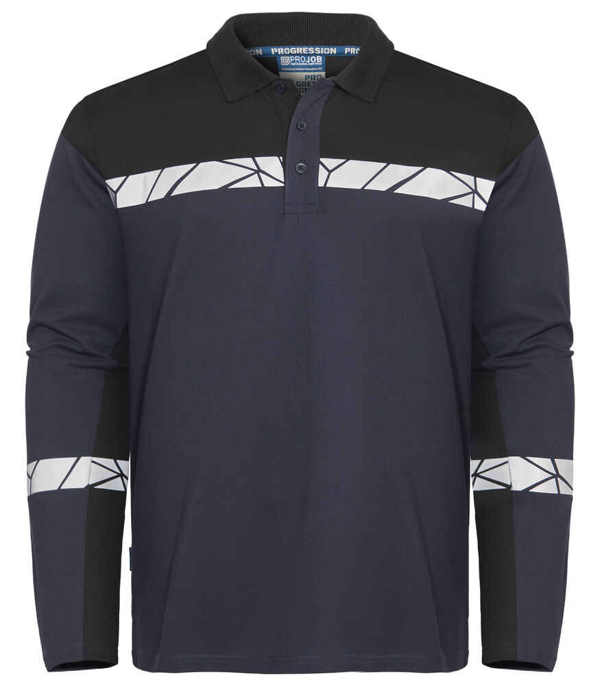 7004 POLOSHIRT MED LANGE ÆRMER 7004 POLOSHIRT 9910-VIZ MED LANGE ÆRMER - Navy / Black - Forside