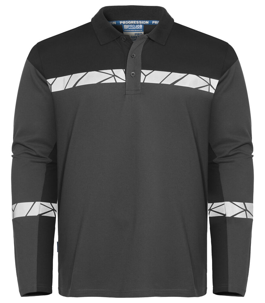 7004 POLOSHIRT MED LANGE ÆRMER 7004 POLOSHIRT 9910-VIZ MED LANGE ÆRMER - Grey Black