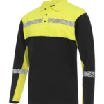 7004 POLOSHIRT MED LANGE ÆRMER 7004 POLOSHIRT 9910-VIZ MED LANGE ÆRMER - Black / Yellow