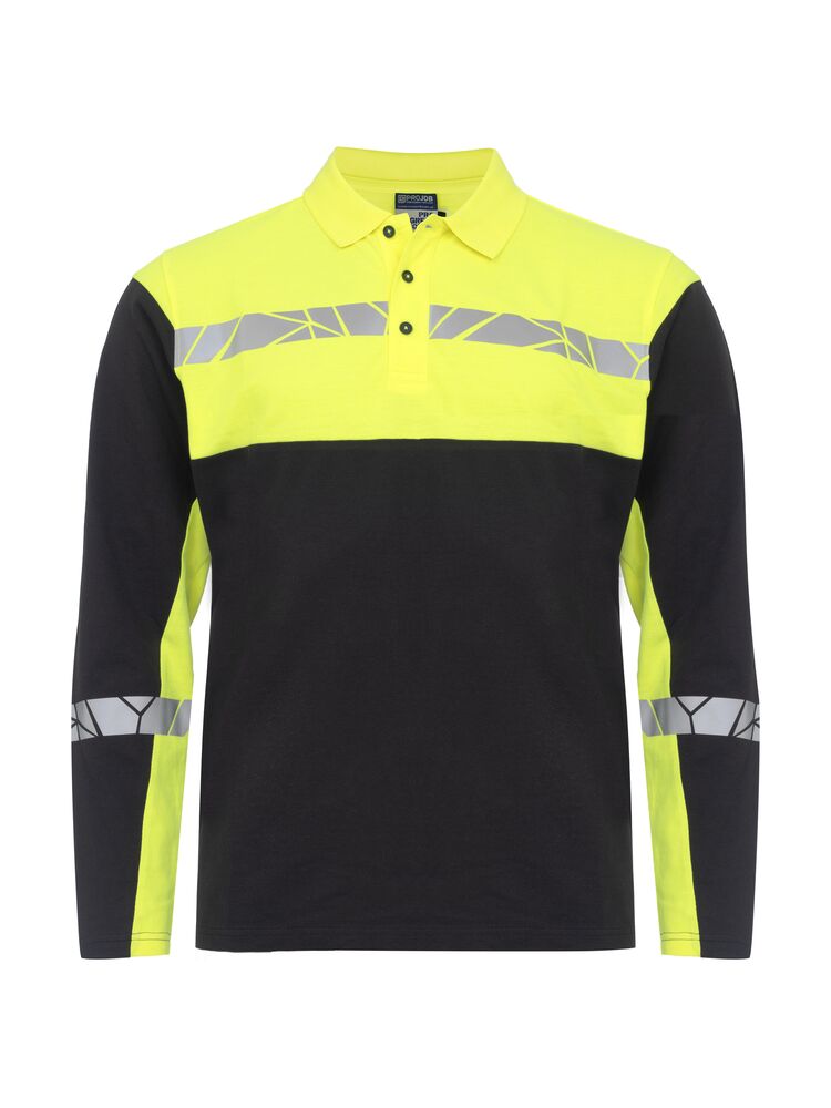 7004 POLOSHIRT MED LANGE ÆRMER 7004 POLOSHIRT 9910-VIZ MED LANGE ÆRMER - Black / Yellow