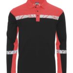 7004 POLOSHIRT MED LANGE ÆRMER 7004 POLOSHIRT 9910-VIZ MED LANGE ÆRMER - Black / Red