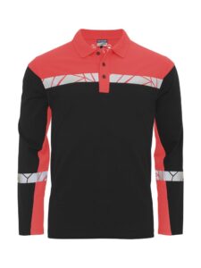 7004 POLOSHIRT MED LANGE ÆRMER 7004 POLOSHIRT 9910-VIZ MED LANGE ÆRMER - Black / Red