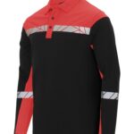 7004 POLOSHIRT MED LANGE ÆRMER 7004 POLOSHIRT 9910-VIZ MED LANGE ÆRMER - Black / Red