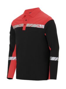 7004 POLOSHIRT MED LANGE ÆRMER 7004 POLOSHIRT 9910-VIZ MED LANGE ÆRMER - Black / Red