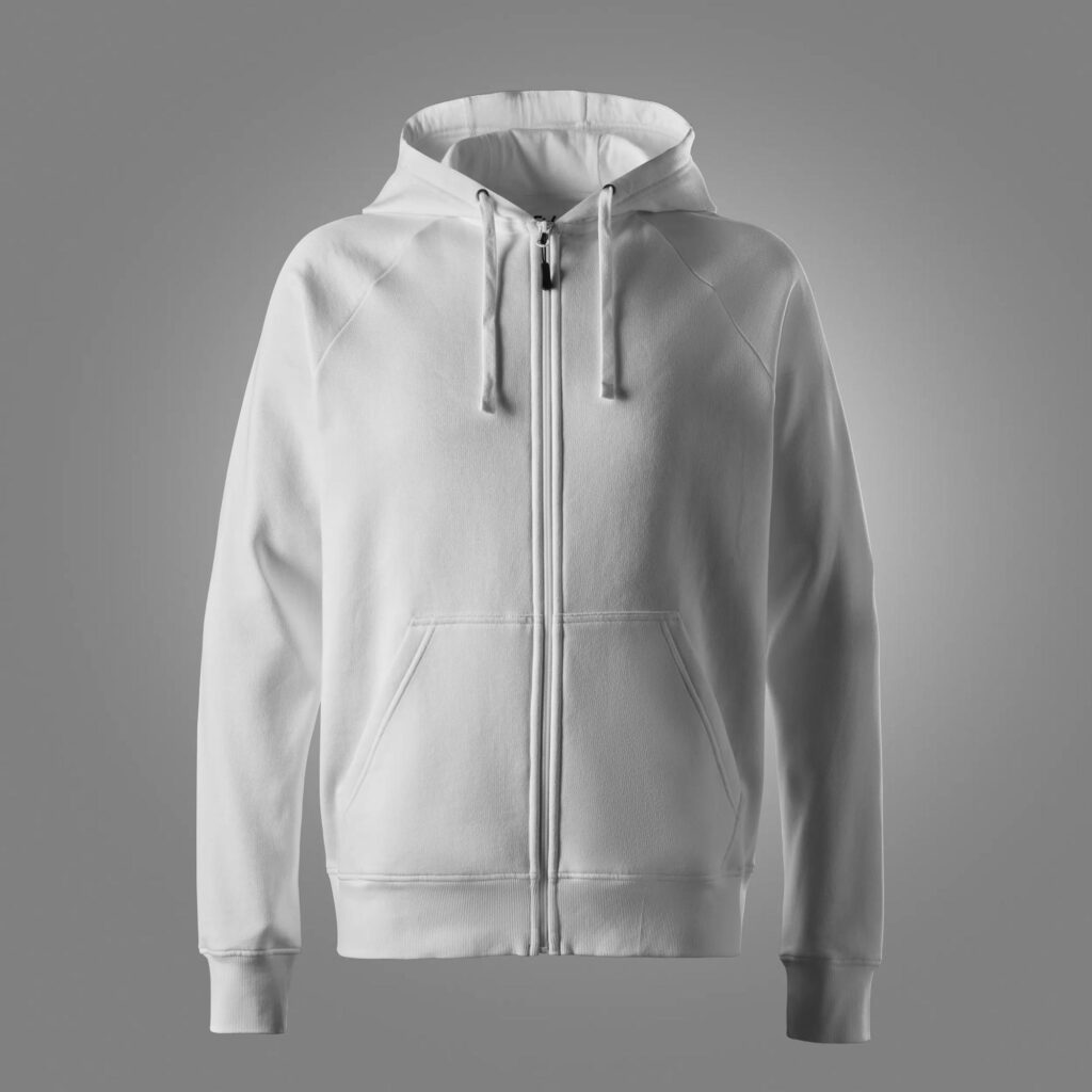 Klassisk sweatshirt med hætte og lang lynlås