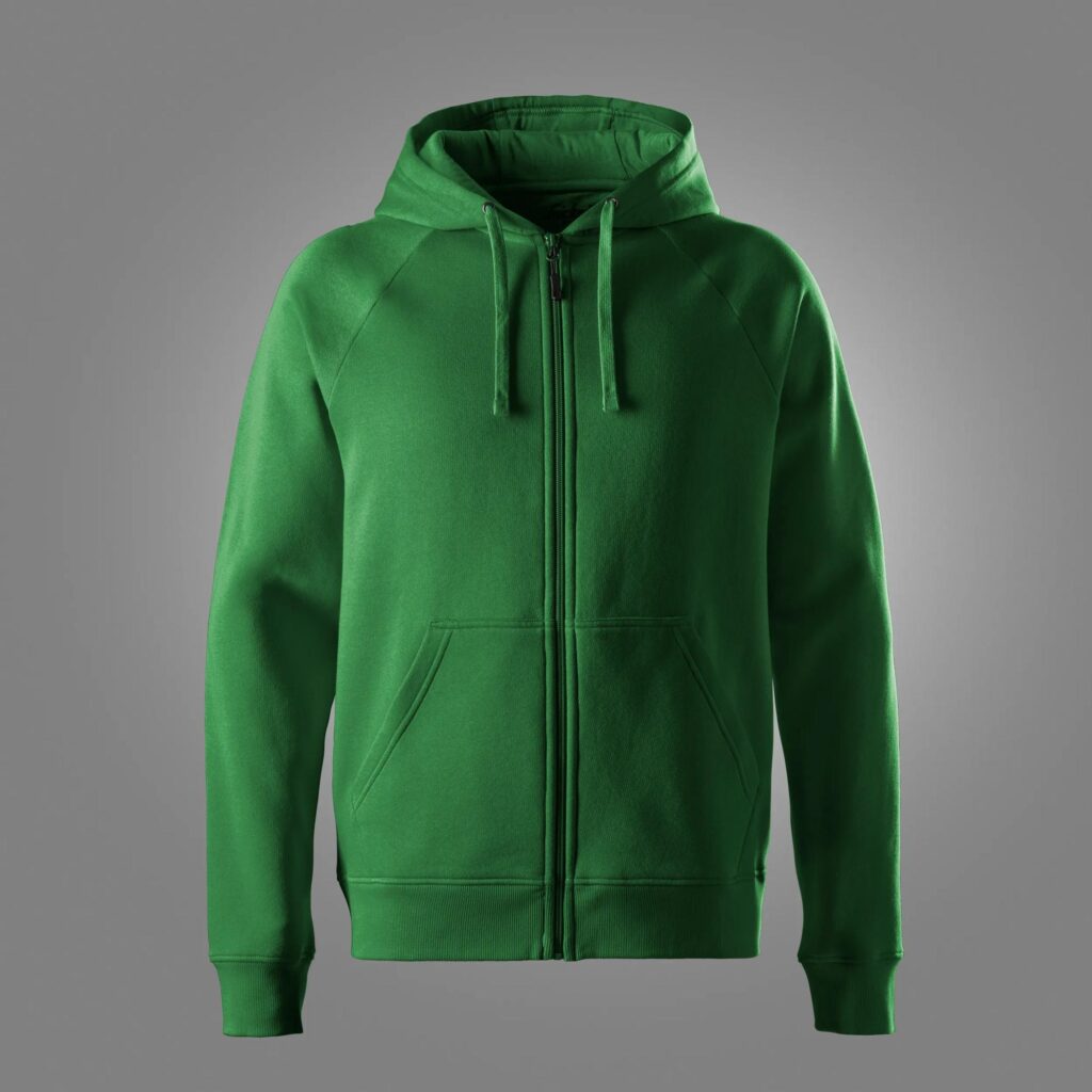 Klassisk sweatshirt med hætte og lang lynlås