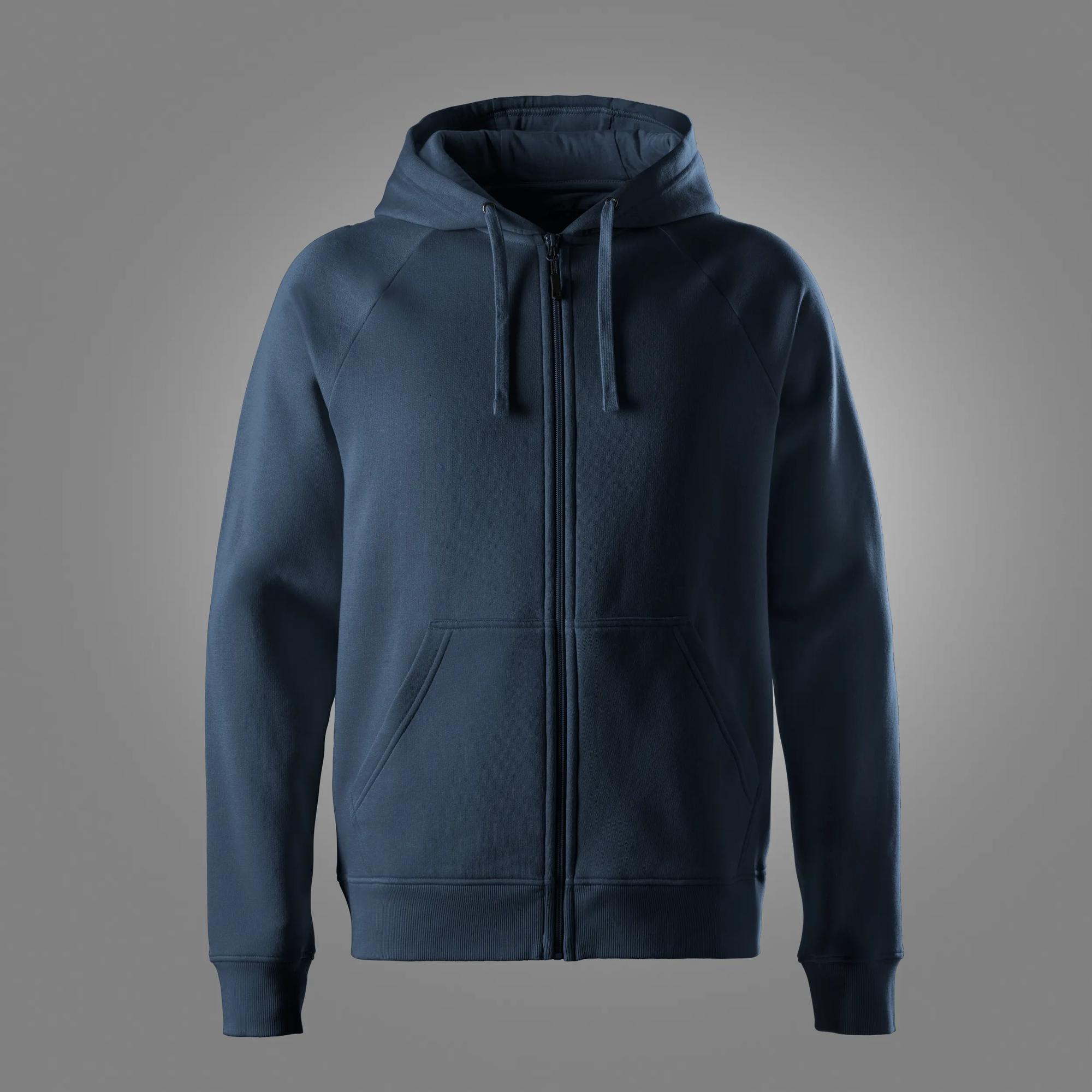 Klassisk sweatshirt med hætte og lang lynlås