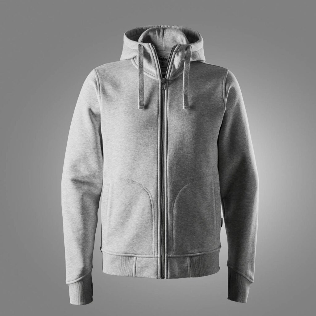 Kraftig sweatshirt med lynlås og hætte